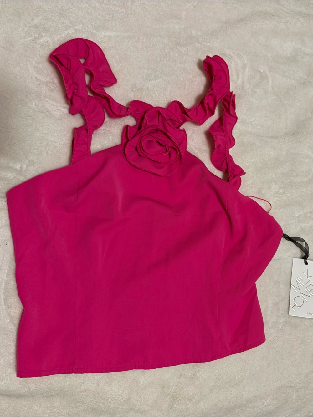 Luxe Fuchsia Ruffle-Strap Smocked Tank - Picture 2 of 5
